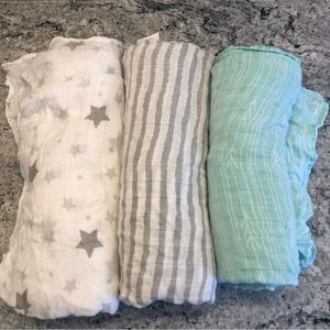 Bundle of 3 Bamboo Baby Swaddles